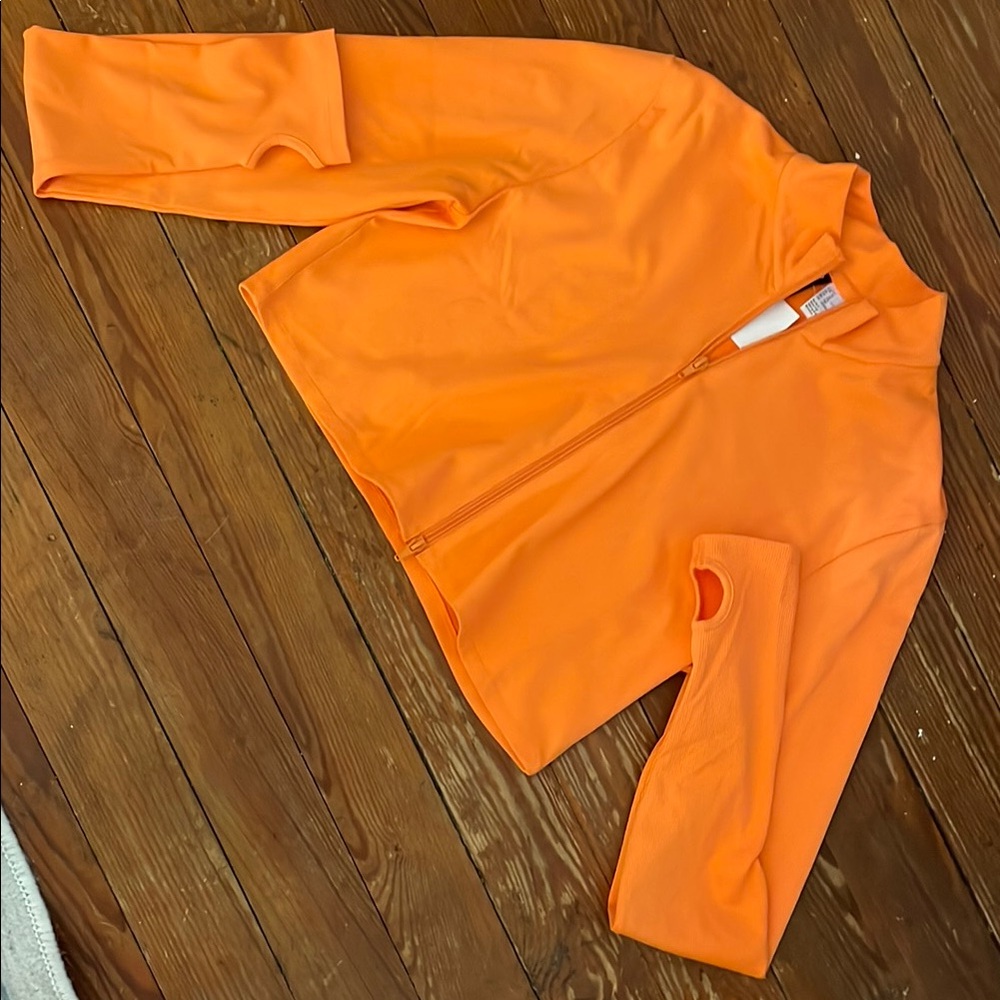 H&M Vibrant Orange Crop Top Long Sleeve with Thumb Holes